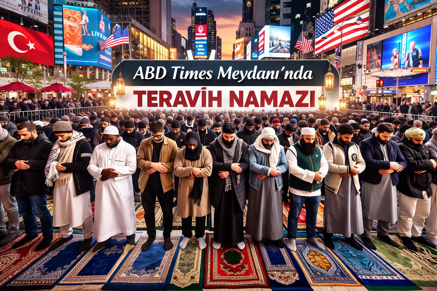 ABD Times Meydanı’nda teravih namazı