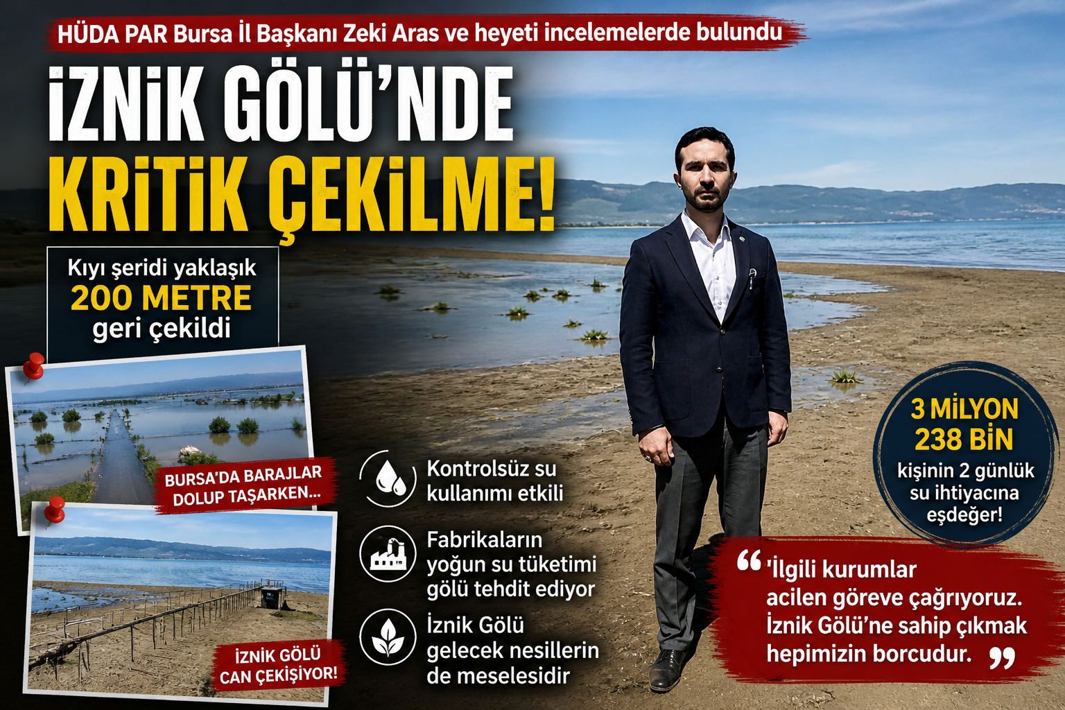 İznik Gölü’nde Sular Geri Çekiliyor: Tehlike Büyüyor