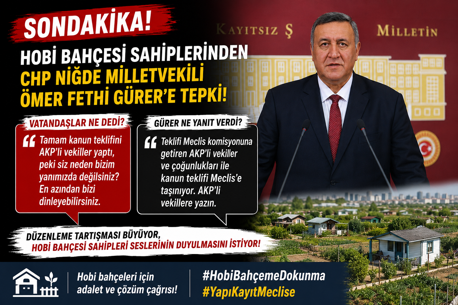 Hobi Bahçesi Sahiplerinden CHP’li Ömer Fethi Gürer’e Tepki