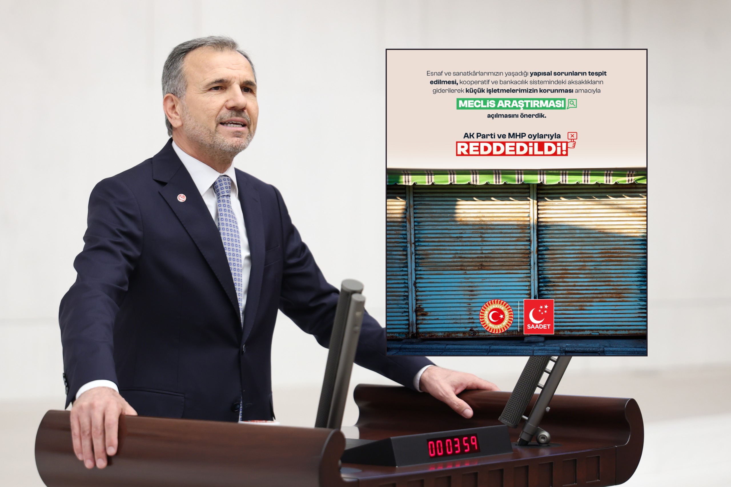 YENİ YOL GRUBU’NUN “ESNAFI KORUMA” ÖNERGESİ AKP VE MHP OYLARIYLA REDDEDİLDİ!